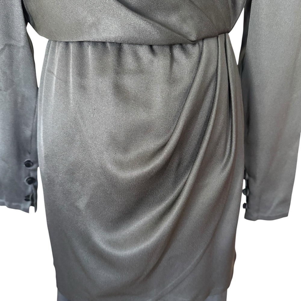Vintage 80s Bill Blass Black Dress Draped Classic Couture sz 6/8 Bergdorf - Picture 3 of 14